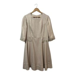 Cara Lotti Shift Dress Plus Size 48 Made In France Tweed Trim Mother Of Bride 18